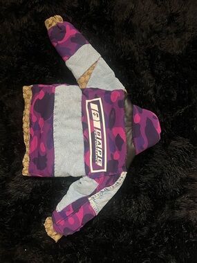Bape Kids Purple & Pink Camo Hooded Jacket with Denim Panels